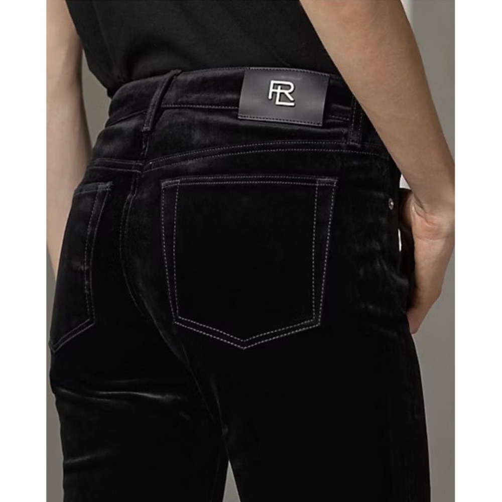 Ralph Lauren Collection 160 Flocked Coated Black Velvet Denim Jeans Sz 28 - Picture 3 of 16